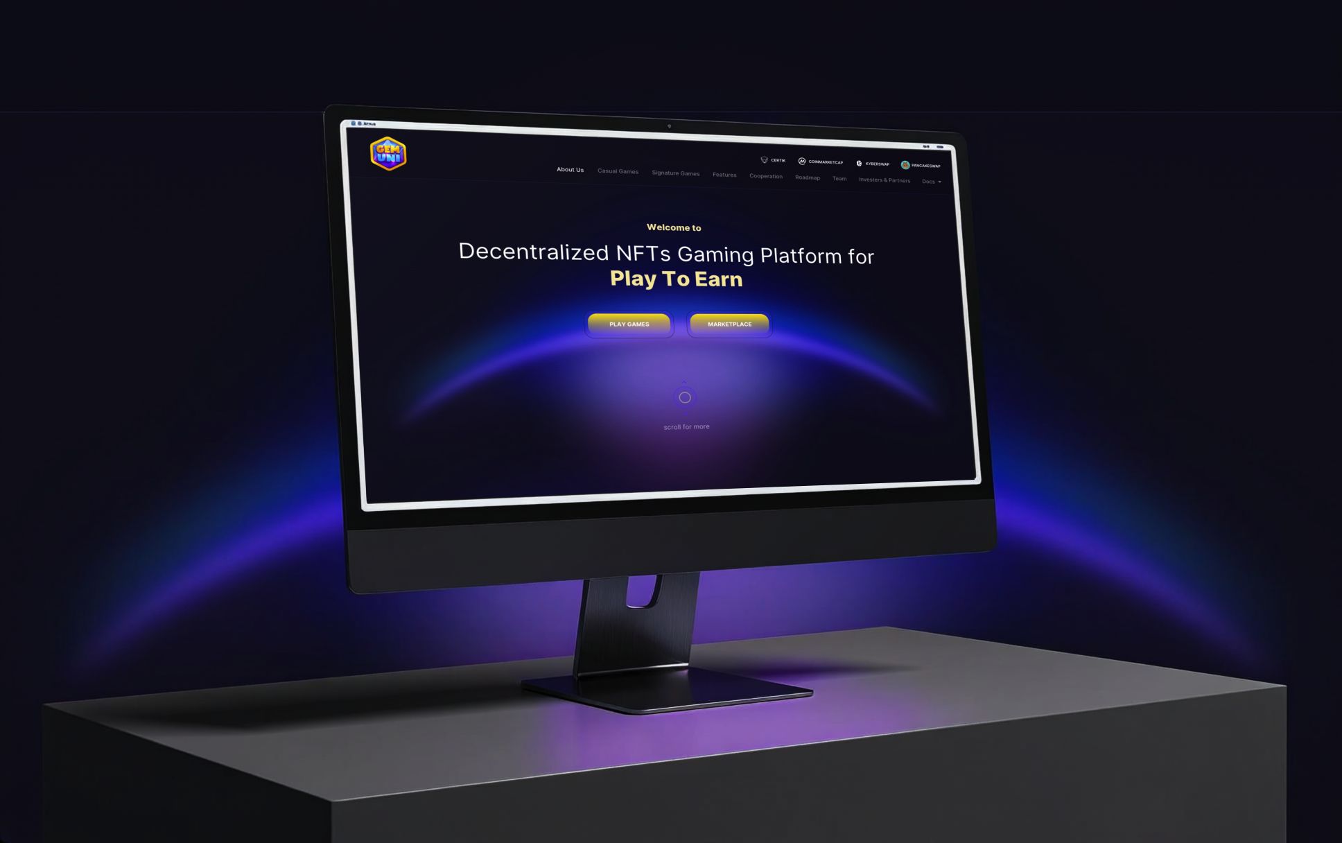 Gem Uni website displayed on a desktop monitor