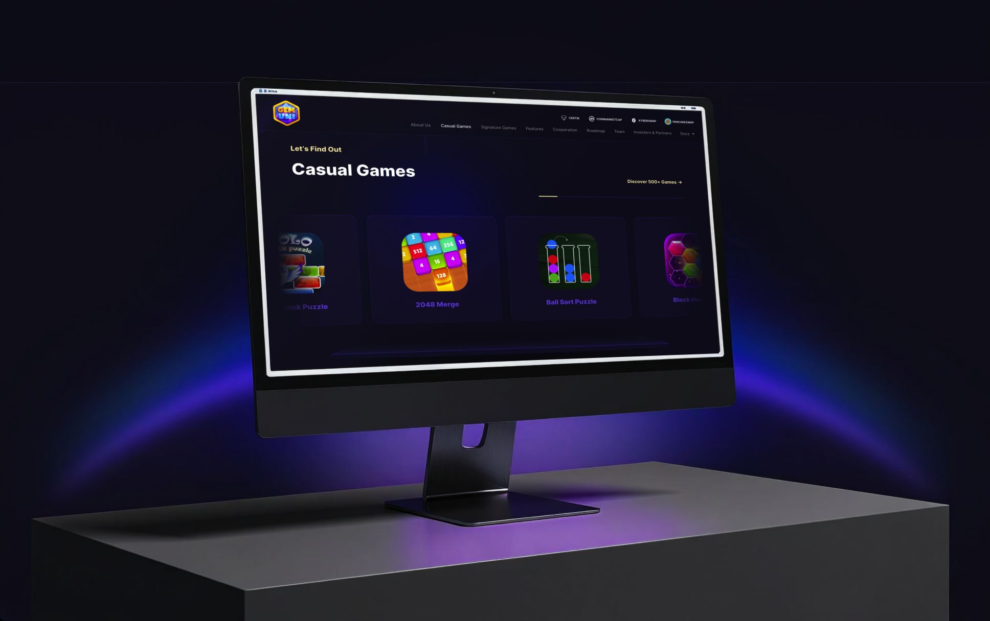 Gem Uni device mockup: Desktop — Casual games