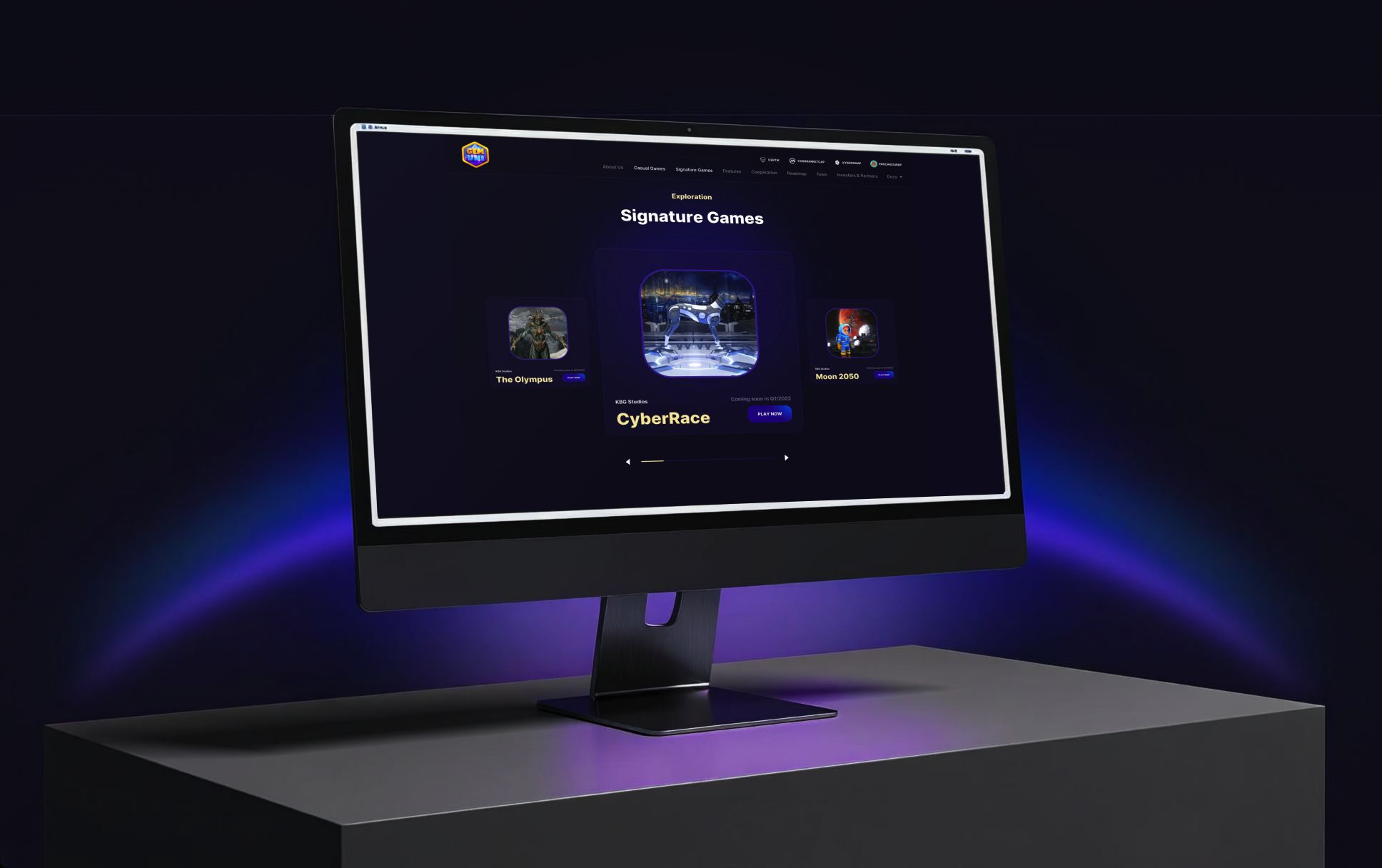 Gem Uni device mockup: Desktop — Signature games