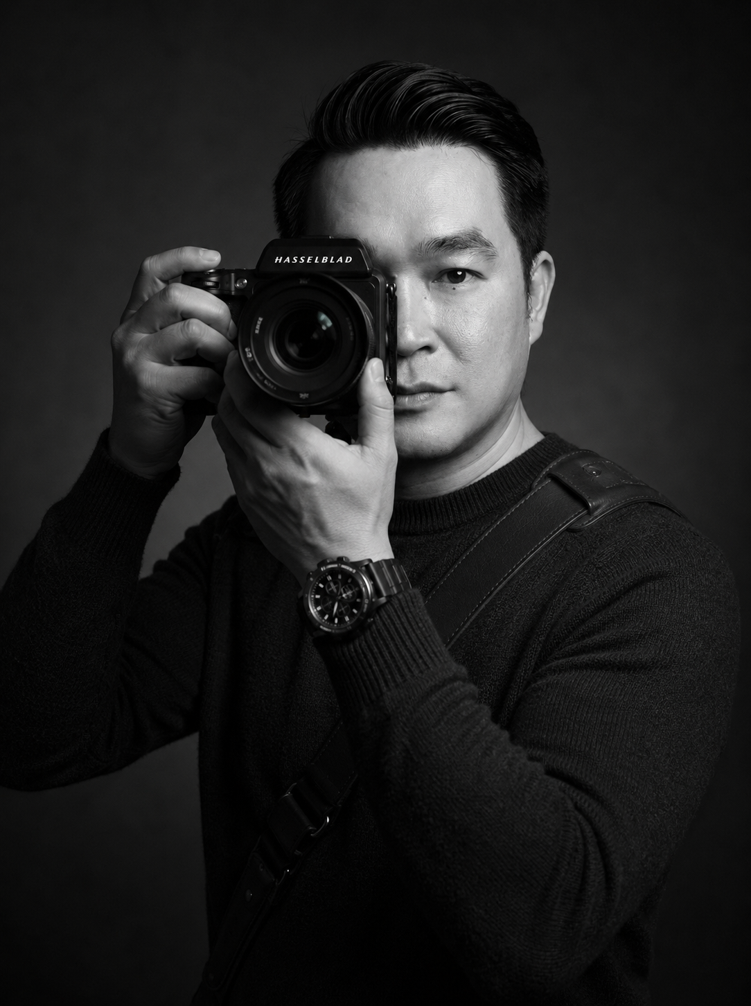 Trung Travis Phạm holding a Hasselblad camera